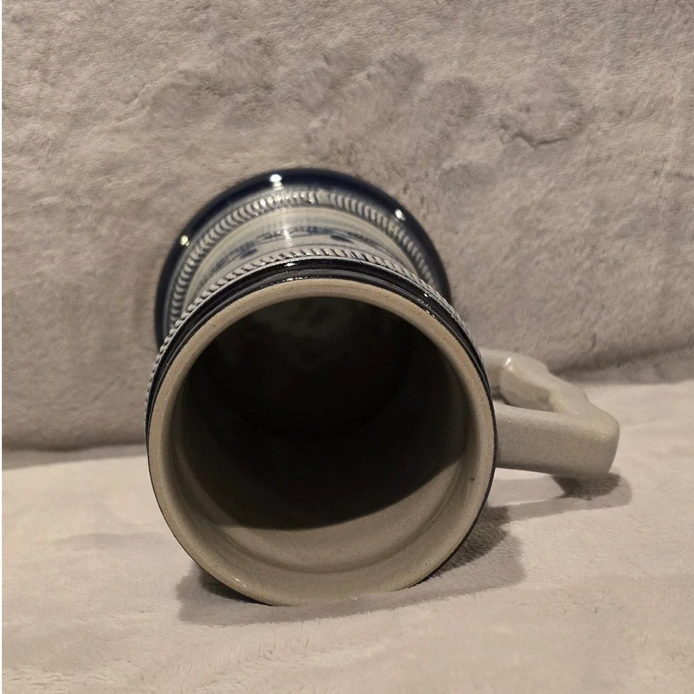 King Austria Beer Stein 407 Handpainted Salt Glazed Cobalt Blue Stoneware 0.5L